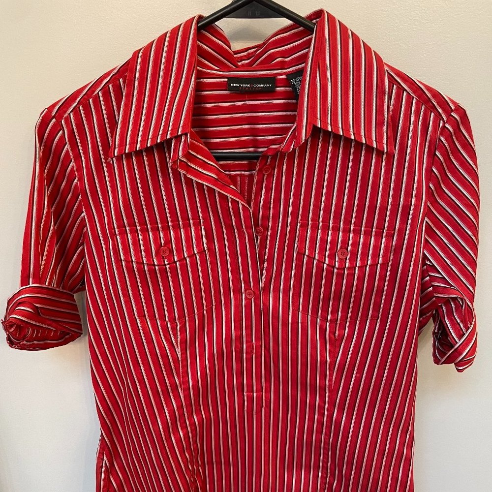 New York & Company - Size Small Women's Top - Red & White Stripes
